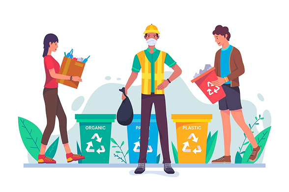 We sort waste into organic, paper, and plastic for recycling